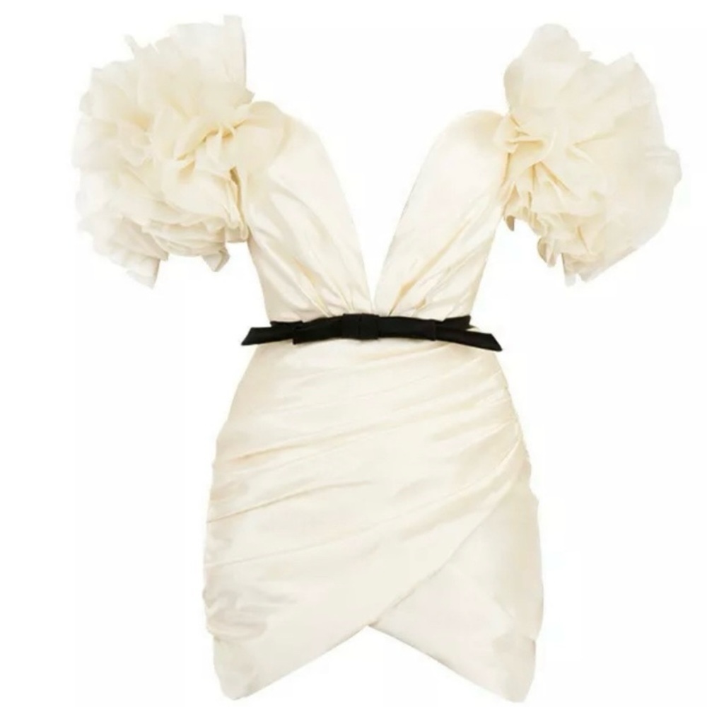 House Of CB 'Agatha' Ivory Organza Taffeta Mini Dress